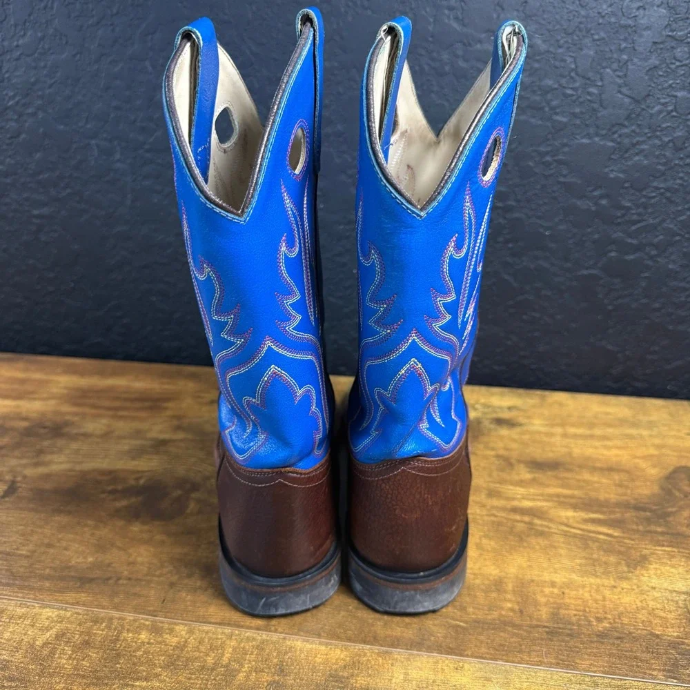 Cody James BBSC1840 Blue Brown Leather Western Cowboy Boots Boys Size 6.0 D